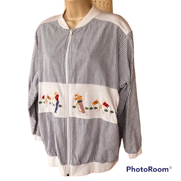 Rare Vintage Adolfo Sport Lightweight Golf Zip Up Jacket Cotton Blend Womens M - Picture 5 of 10